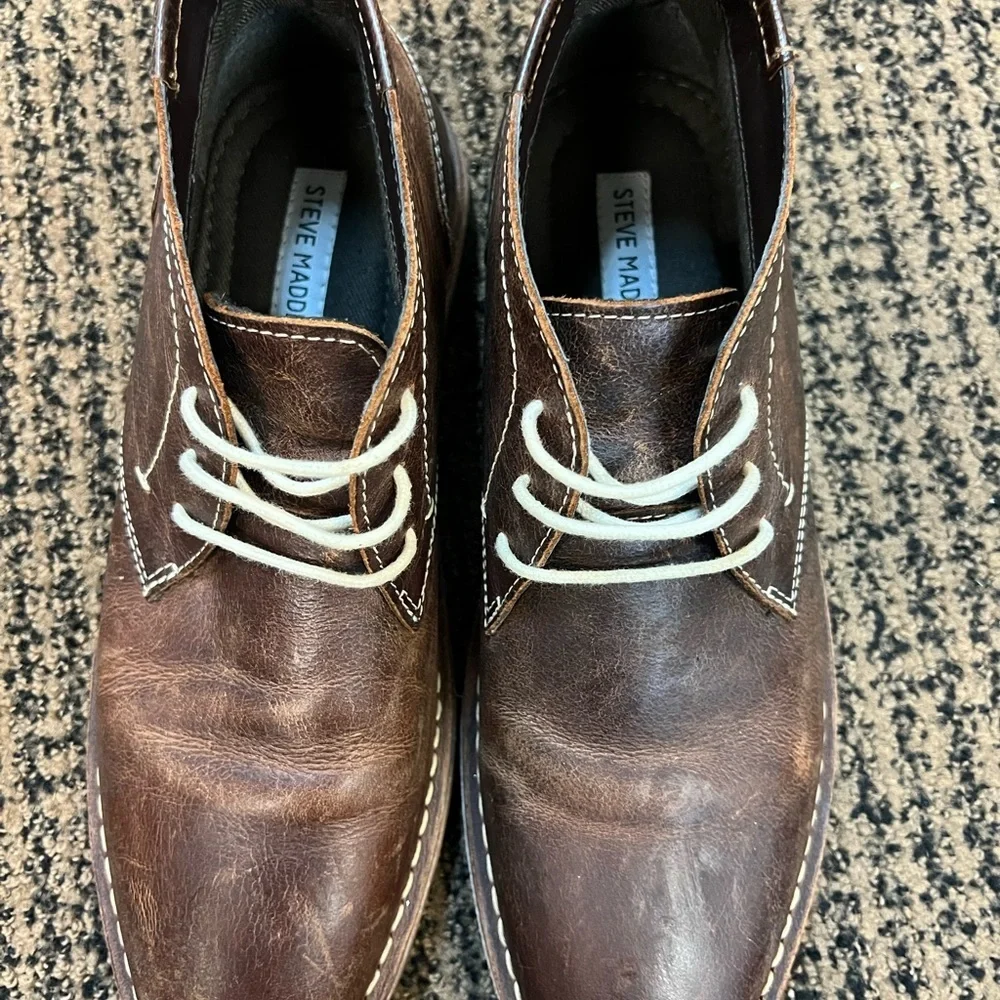 Steve Madden P-Ivon Wood 982 Chukka Ankle Boots Leather